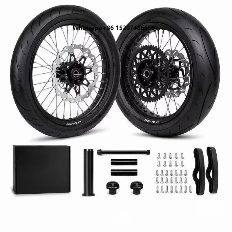 Complete Wheel Kit 17inch Aluminum Billet Hub Anodized Black Rim Street Complete Kit