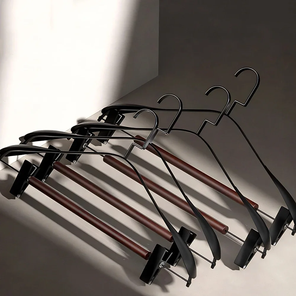 

10 шт., противоскользящая утолщенная вешалка для одежды, вешалка для одежды из кованого железа, широкое плечо из бука с вешалкой для брюк, деревянный крючок для гардероба