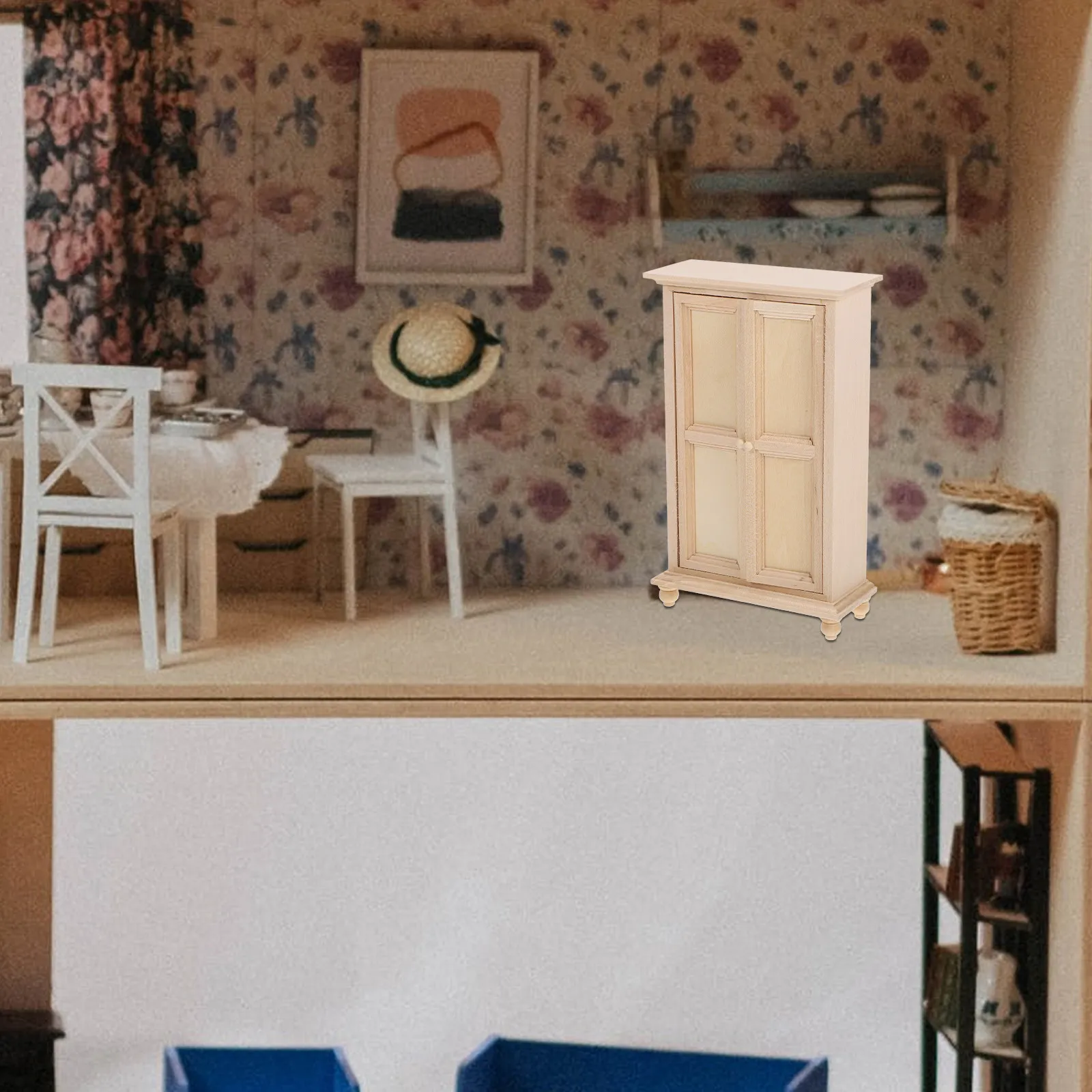 

Деревянный миниатюрный шкаф для декора миниатюрного дома, очаровательный ретро-стиль, миниатюрное решение для хранения, миниатюрный деревянный гардероб, реквизит для оформления интерьера