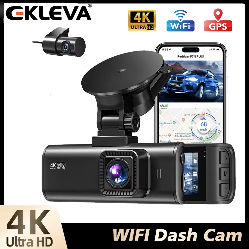 

EKLEVA 4K Dash Camera for Cars 3.18” IPS Screen Mini Dash Cam Recorder Car Dvr for 24H Parking Mode Built In WiFi