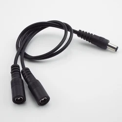 1 conector macho a 2 vías hembra, Cable divisor de alimentación de enchufe CC para tira de luces LED CCTV, adaptador de 5,5mm x 2,1mm
