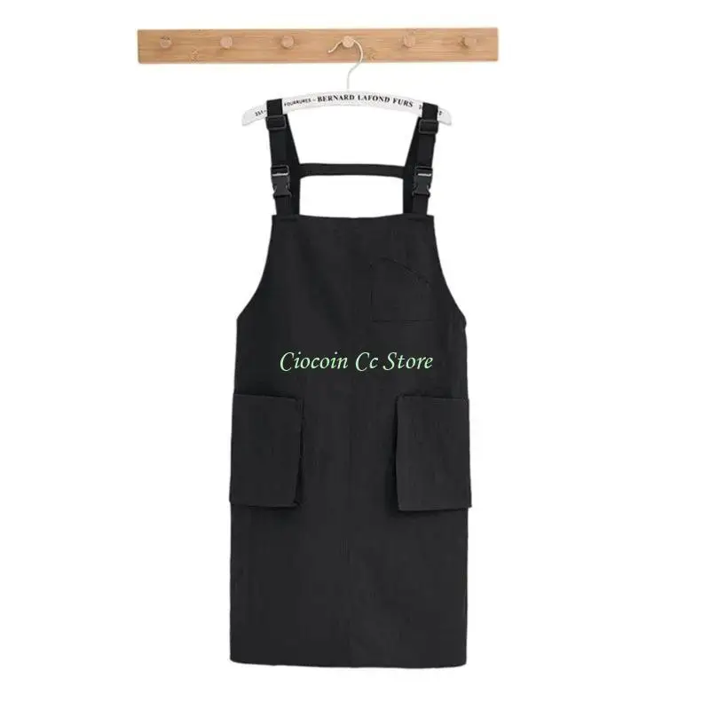 X90F Fashion Waterproof Apron with Pockets and Buckles for Home Cooking and Baking