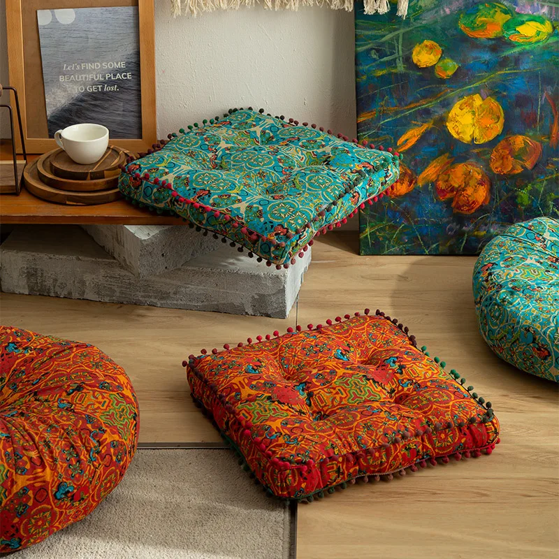 

Thickened Floor Lazy Man's Fart Cushions Bohemian Style Retro Moroccan Cushion Window Chair Tatami Futon Cotton Linen Cushion