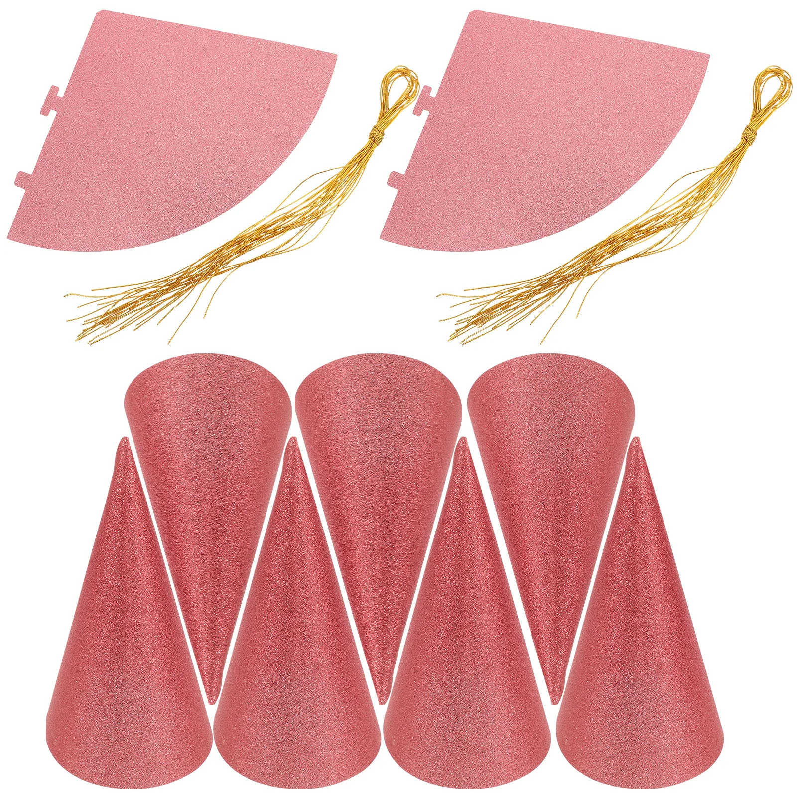 

12pcs Birthday Hats For Glitter Cone Party Headwear Triangle Crown With Ribbon Birthday Hat Party Supplies
