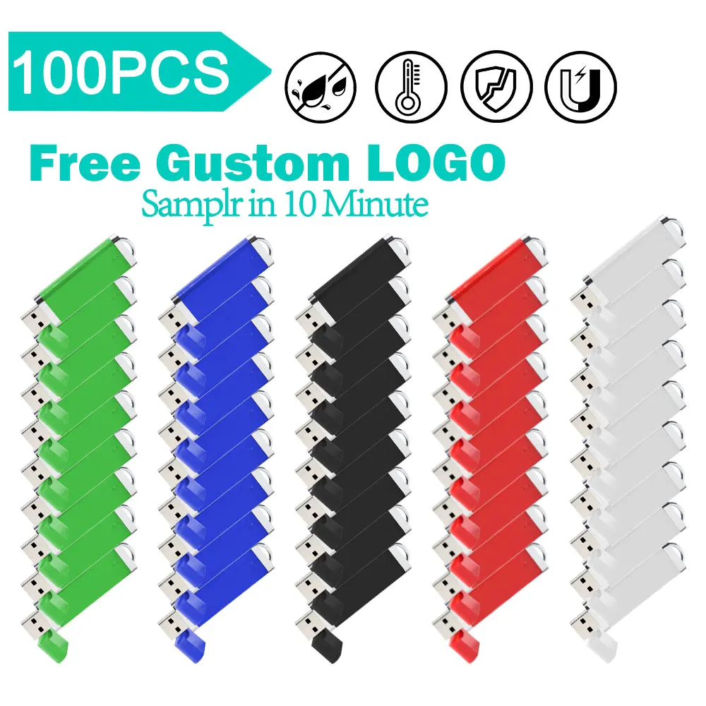 

100PCS/lot Colour USB Flash Drive Wholesale 4GB 8GB 16GB 32GB Memory Stick Pendrive 64GB 128GB USB Stick Flash Disk Free Laser