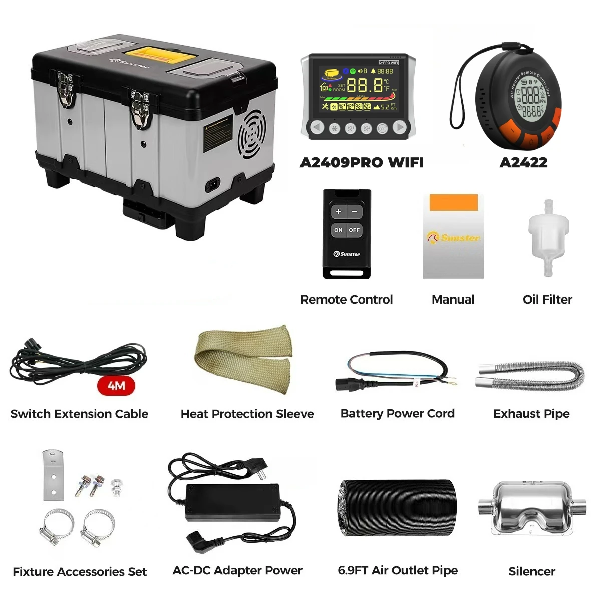 TB10PRO Wifi App Controle 8KW Diesel Luchtverwarmer 12 V/24 V/220 V Auto Thermostaat, 5500 m Hoogte Aanpassing Voor Camping RV Garage
