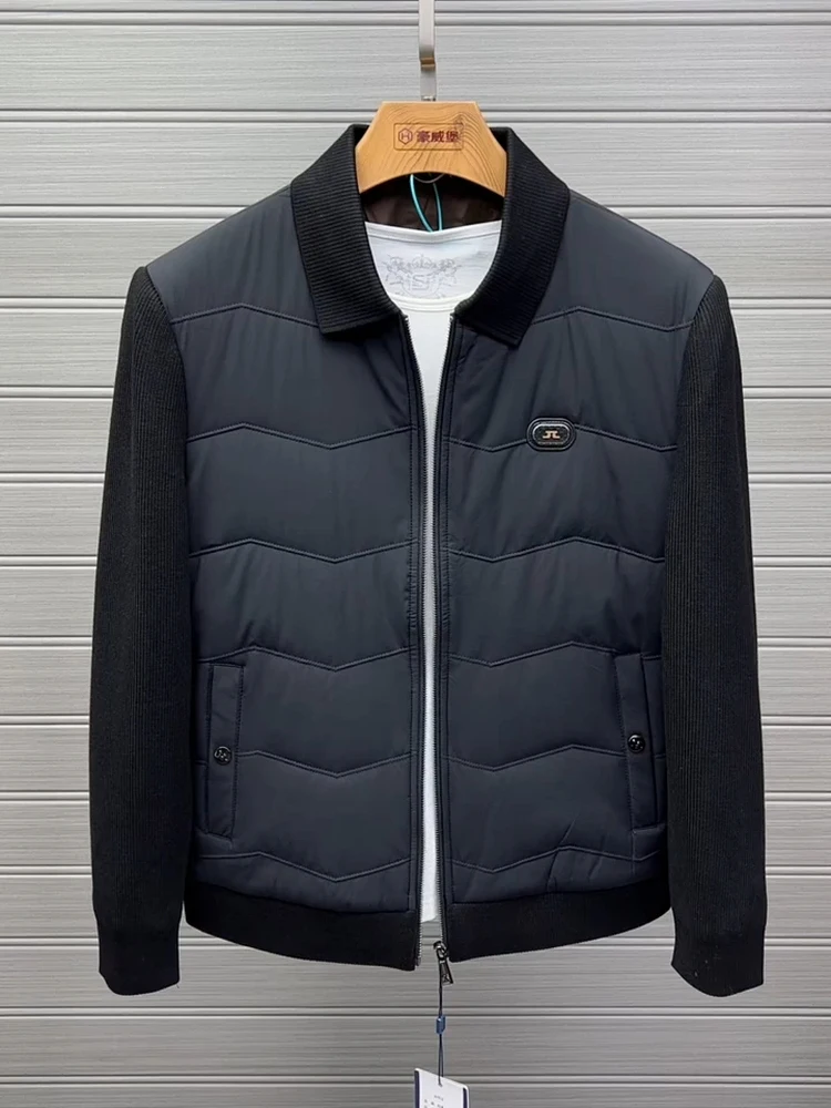 

Высококачественная мужская вязаная куртка с воротником, модная универсальная верхняя одежда премиум-класса, новинка осенне-зимнего сезона