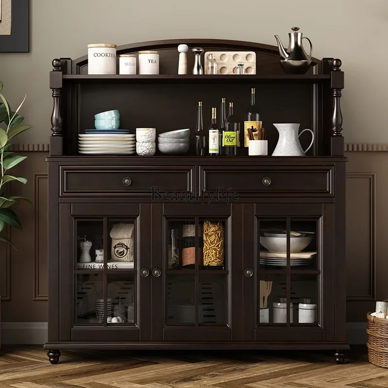 

ld14 American all-solid wood dining side cabinet wine cabinet mini small apartment pure solid wood cupboard