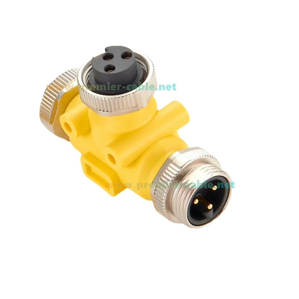 Mini-Fast 7/8"-16UNF 3 Pin Male to Female Tee Splitter 3 Way Mini-Change Industrial Circular Connector T Distributor