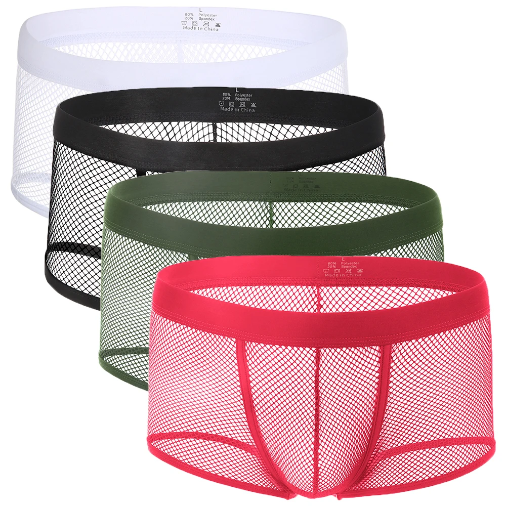 

Mesh Boxers Men Transparent Underwear Man Cueca Sexy Boxer Shorts Hollow Lingerie Underpants Panties Trunks