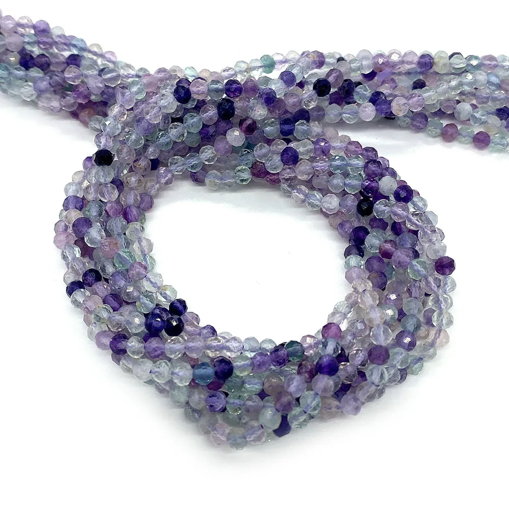 Wholesale 2mm 3mm 4mm Natural Stone Violet Fluorite High Quality Loose Beads for Making DIY Necklace Bracelet Accessories 15.5\