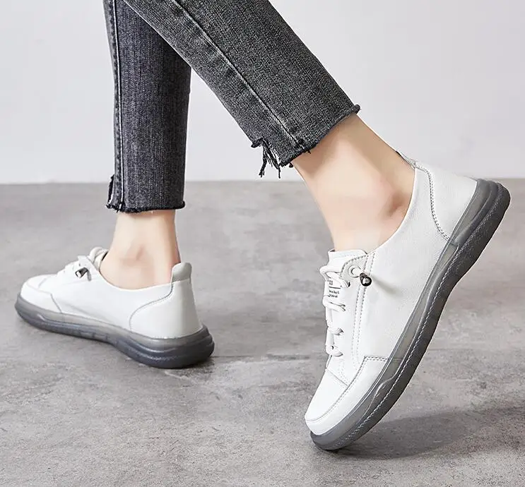 Women Sneakers Shoes Summer Breathable Casual Shoes Ladies Soft Bottom Genuine Leather Flats Sport Shoes
