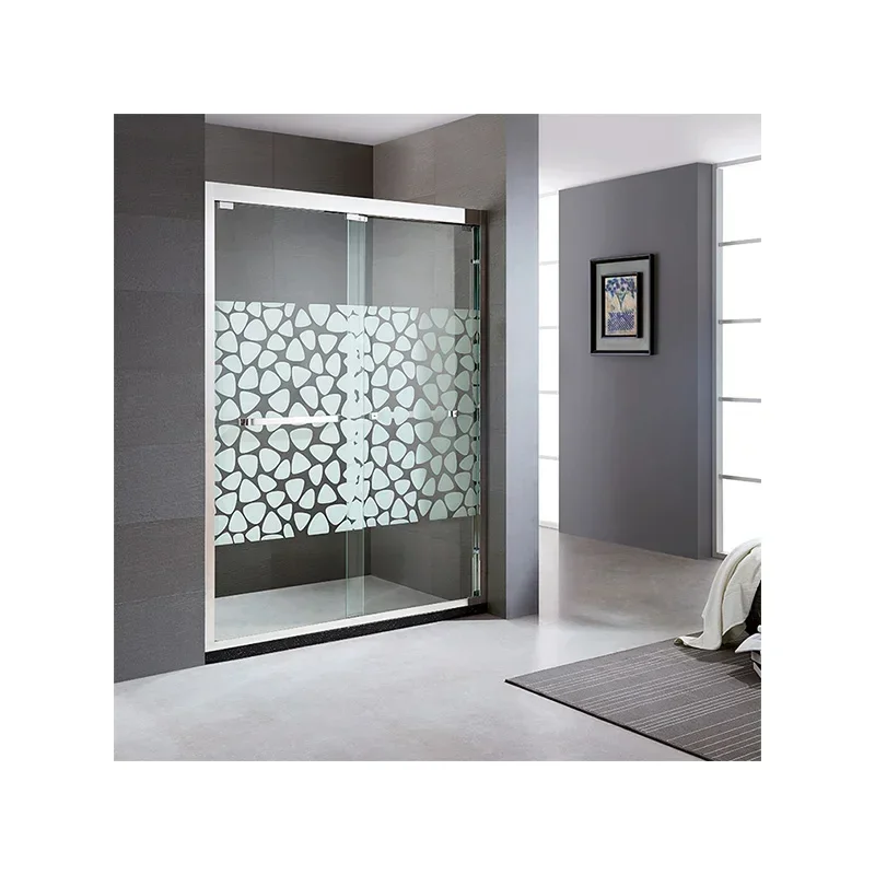 Simple Bathroom Rectangle Shape Rust Resistant Stainless Steel Framed Tempered Glass Double Bypass Sliding Shower Door