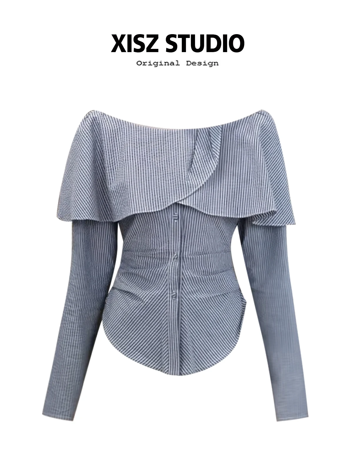 

Blue Striped Shirts and Blouses Y2k 90s Aesthetic Vintage Korean Harajuku Fashion 2000s Long Sleeve Shirt Top Autumn 2025