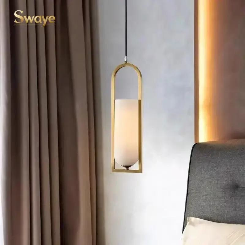 Luxury Creative Copper Marble LED Pendant Light for Lobby Villa Bar Room Island Ceiling Chandelier Home Decor Luster Lamp Design