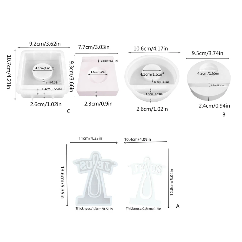 Christelijk symbool vorm hars kunst mallen siliconen kaarshouder mal voor kaars