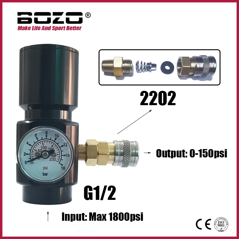 Low Pressure Regulator 0-150psi Portable Micro CO2 Regulator for Pneumatic Tools Nailers Staplers Caulking G1/2-14 0.825-14