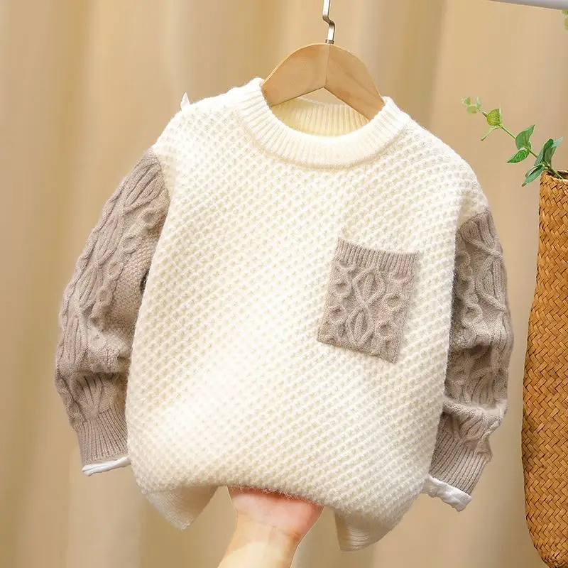 3-11 Years Boys\' Sweater Autumn And Winter New Fashion Warm Children\'s Sweater Cute Baby Jumper Kids Knitted Base Shirt