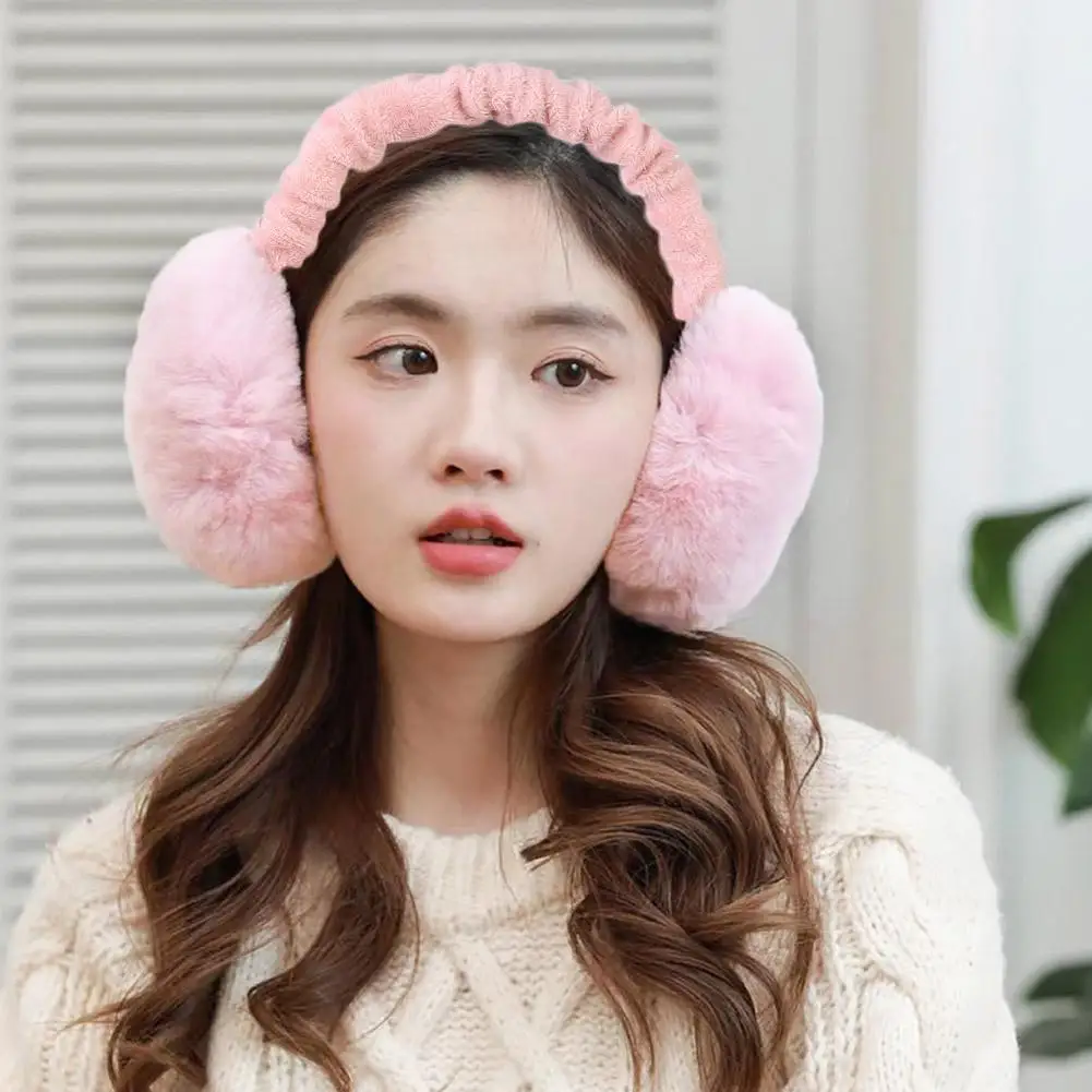 Soft Plush Ear Warmer Folding Warm Earmuffs Solid Color Folding Earflap Winter Warm Comfortable Anti Freezing Ear Muffs