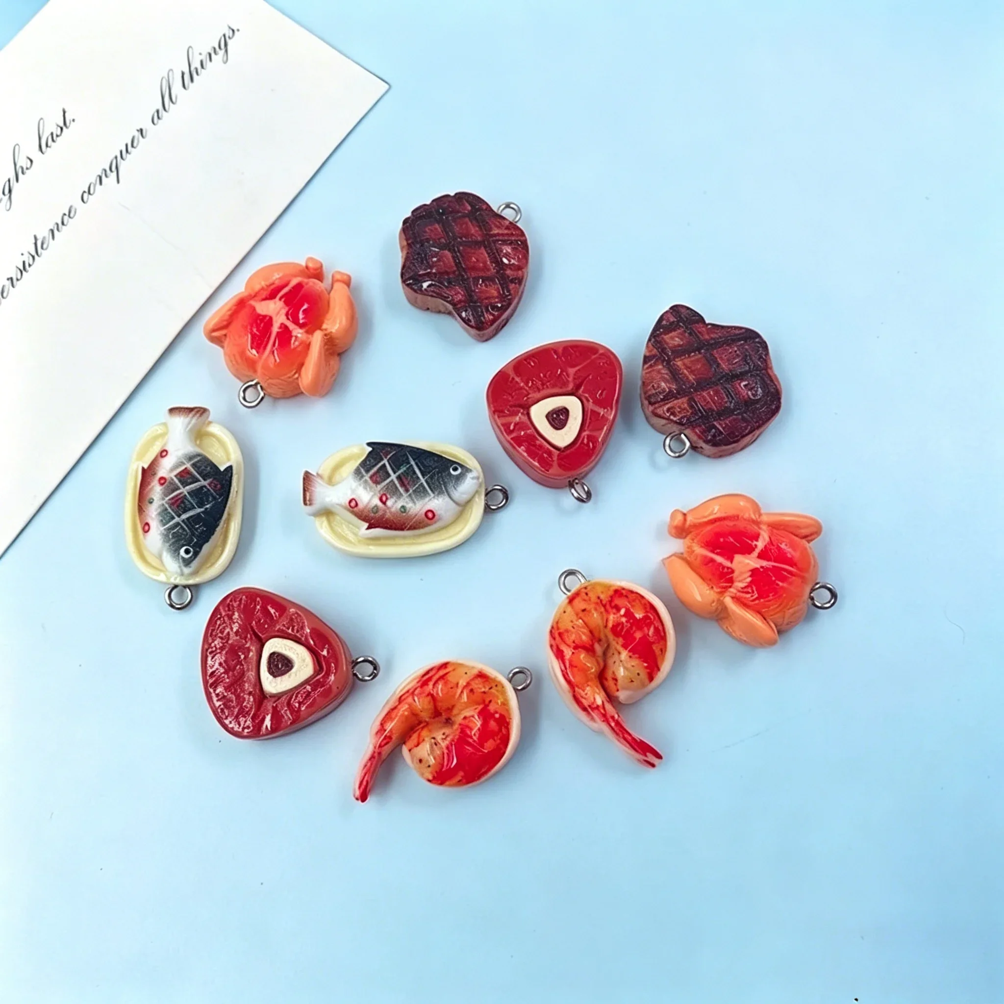 10Pcs Kawaii Meat Themed Resin - Resin Craft Supplies 评论和价格