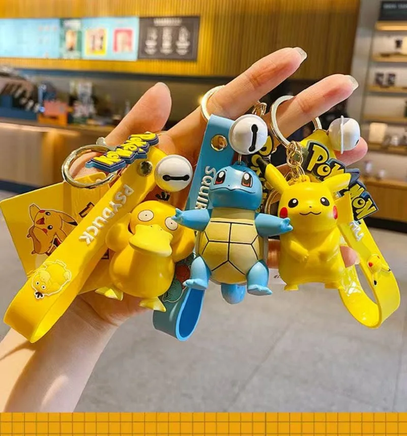 Original Pokemon Car Keychain Pendant Pikachu Squirtle Jigglypuff Bulbasaur Cute Cartoon Figure Backpack Charm Decor Toy Gifts view 2