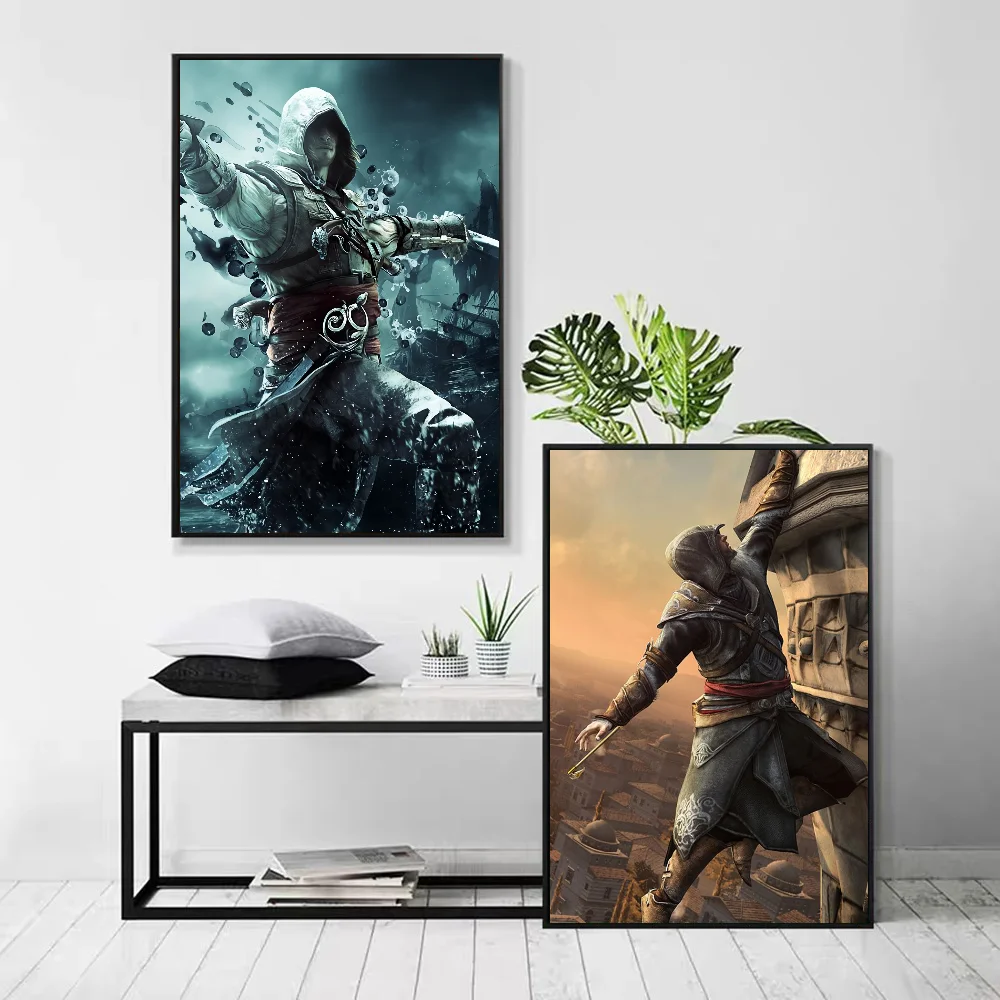 1pc Assassins Creed Poster Self-adhesive Art Waterproof Paper Sticker Coffee House Bar Room Wall Decor