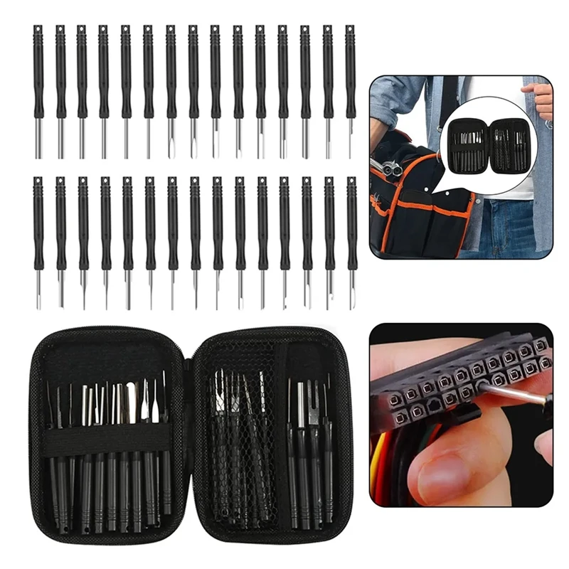 30Pcs Bag Car Terminal Removal Tool Puller Auto Set Motorist Kit Automotive Repair Tool Car Terminals Disassembly Easy Install