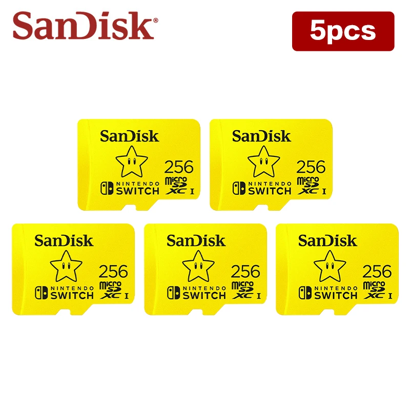

Original SanDisk 5 pieces Micro SD Card For Nintendo Switch 256GB 128GB Memory Card Authorized Theme Trans Flash Card For PC