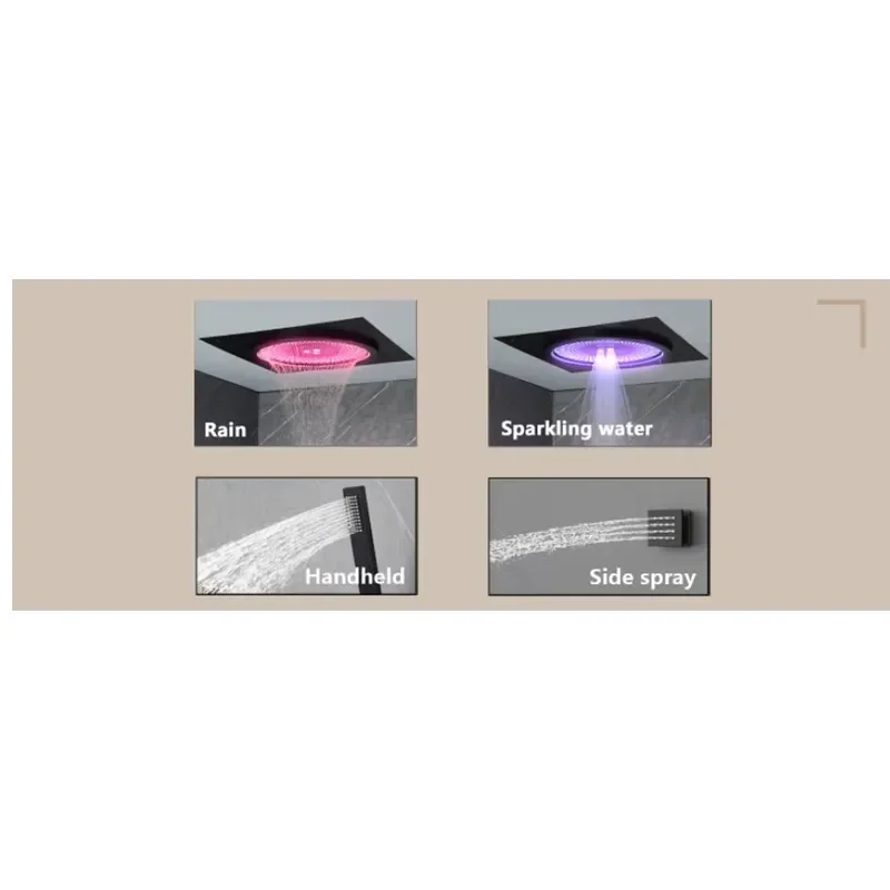 Smart LED Shower Set Bathroom Music Concealed Rainfall System Black Matte Wall Mounted Luxury Spa Home Hotel Decor Gift view 2