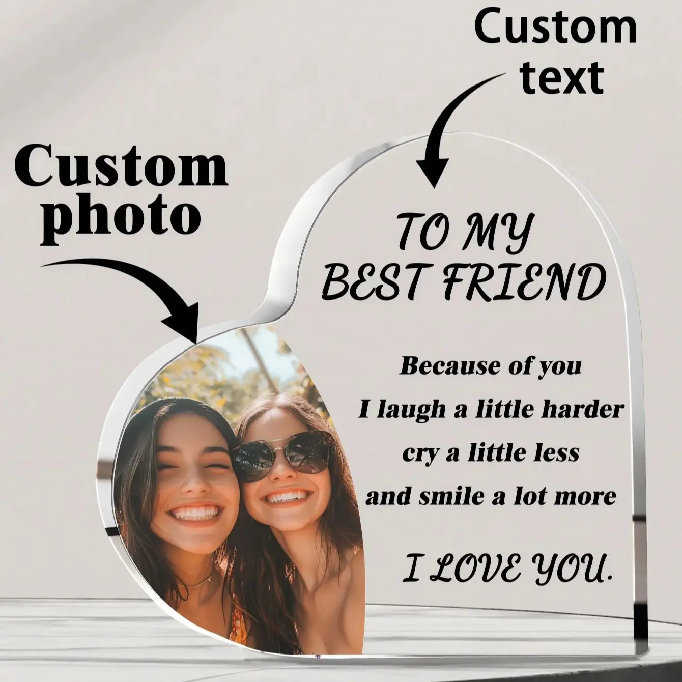 Custom Products Acrylic Heart Plaque Photo Text custom, birthday gifts, decorations for Valentine's Day, anniversary, home