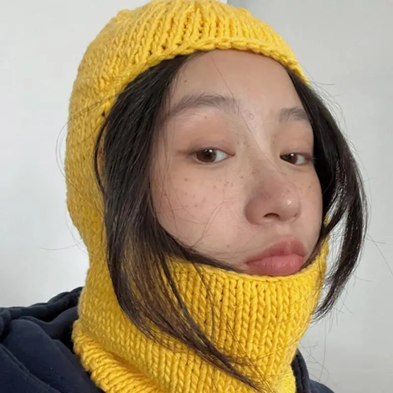 Knitted Hat for Teens Adult Windproof Foldable Winter Hat Eye Exposed Neck Guard Hat Keep Warm Windproof Cycling Hat F3MD