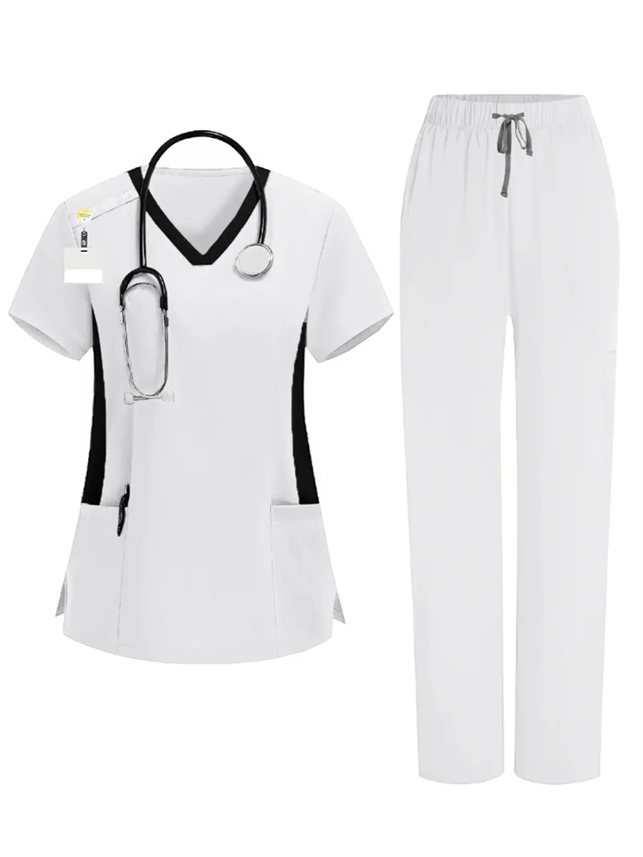 ممرضة الدعك الدعاوى اللون حجب للجنسين الزي الطبيب ممرضة الملابس مستشفى تجميل صالون الحيوانات الأليفة مستشفى العمل 2 قطعة مجموعة