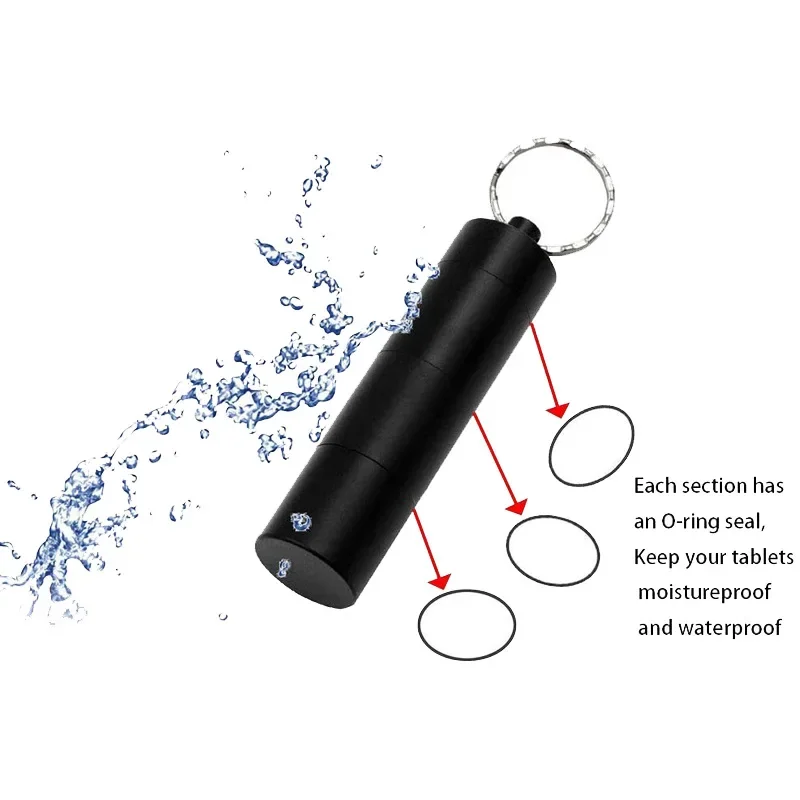 حافظات صغيرة محمولة من الألومنيوم مقاومة للماء لحبوب منع الحمل مختومة 3 مرات شبكات في اليوم منظم قرص السفر زيوت الأسماك فيتامين الطب