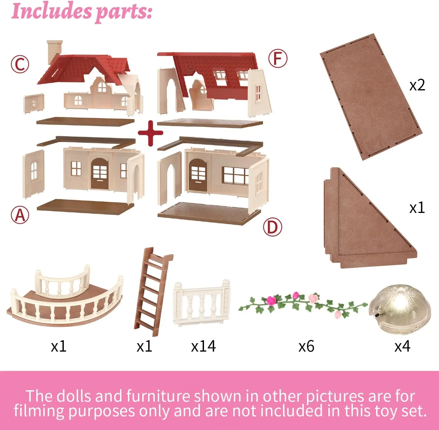 ファミリーコージーキャビンドールハウスプレイセット、ドールハウス家具とアクセサリー、DIYコテージごっこ遊びドールハウス、幼児、男の子用