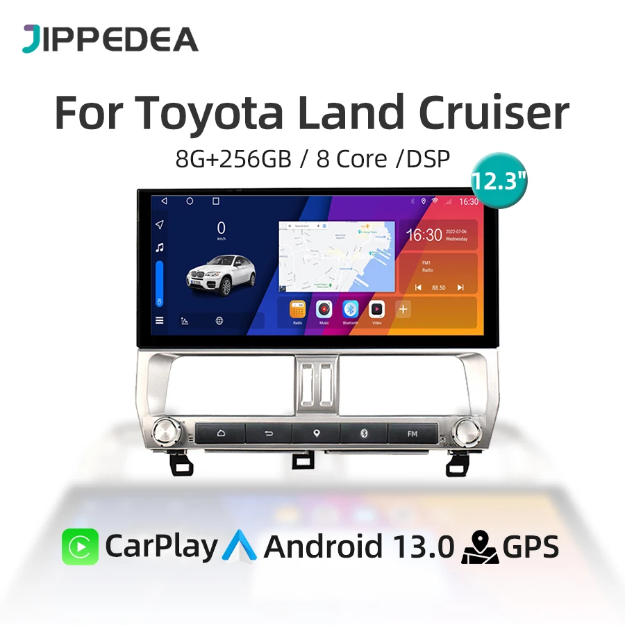 

12,3 "Android 13 автомобильный мультимедийный плеер радио для Toyota Land Cruiser Prado 150 2018-2022 CarPlay GPS навигация 4G WiFi стерео