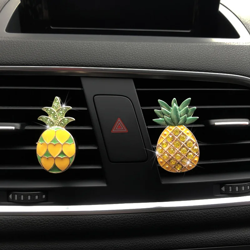 Ambientador de aire para coche, Perfume con diamantes de imitación, piña, Clip para salida de aire, difusor de olores, accesorios para Interior de mujer, regalo de Perfume