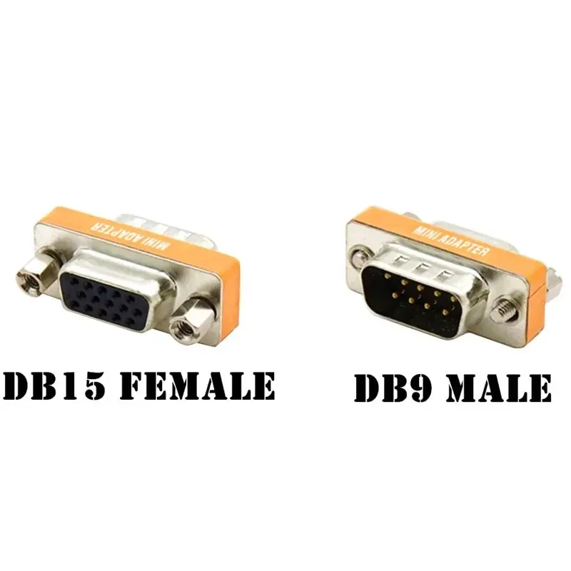 Metal Mini Serial Port 9Pin Display To DB15Pin Male Female Converter HD15/DB9 VGA (D-SUB, RGB)