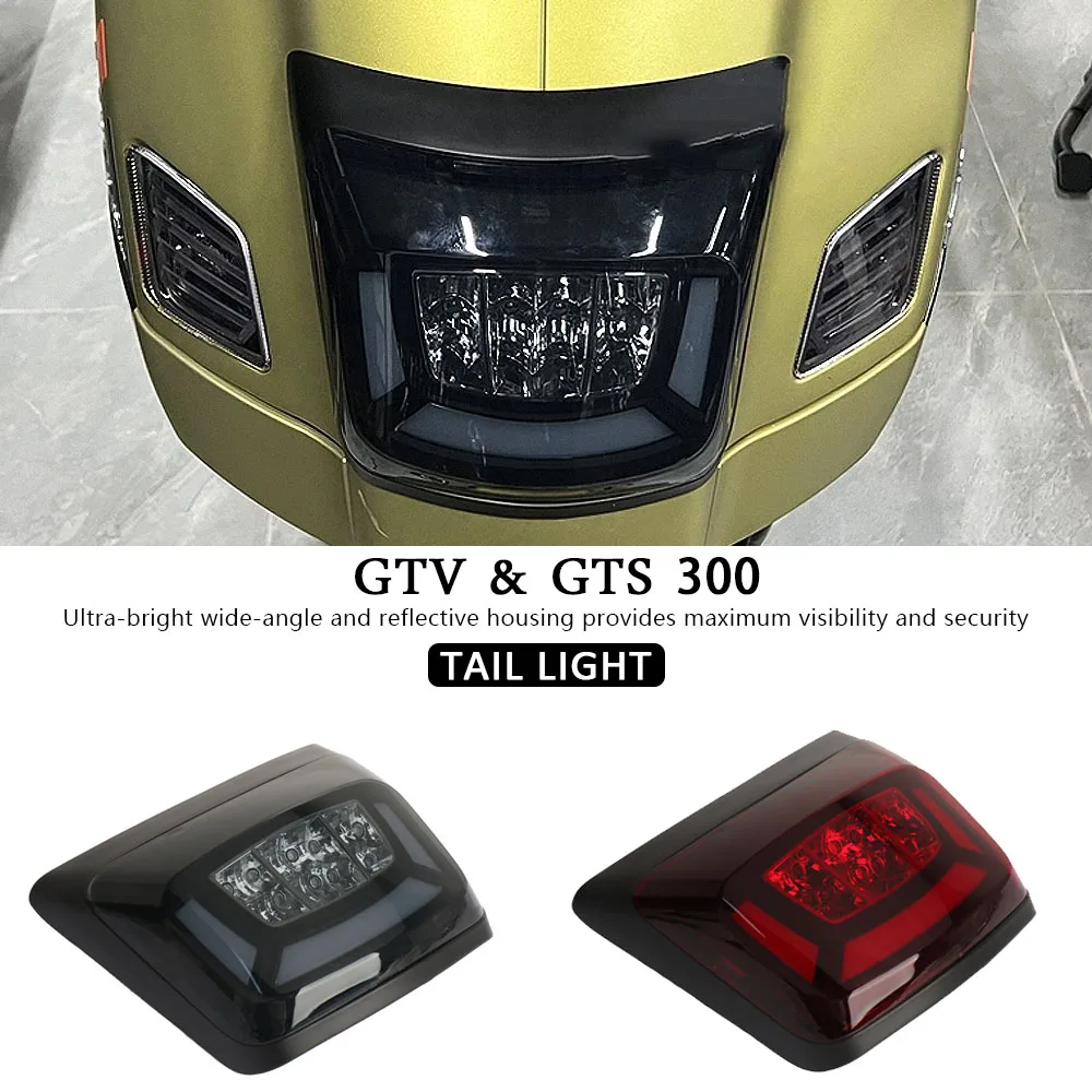 

2023 2024 LED Tail Brake Light Red Smoke Lens Rear License Lamp Daytime Running Signal For Vespa GTS300 GTV300 GTS GTV 300