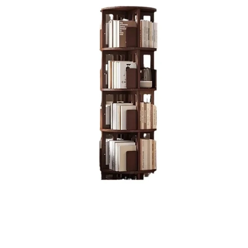 

Full solid wood rotating bookshelf degree bookcase Internet celebrity storage home living room removable children's floor rack