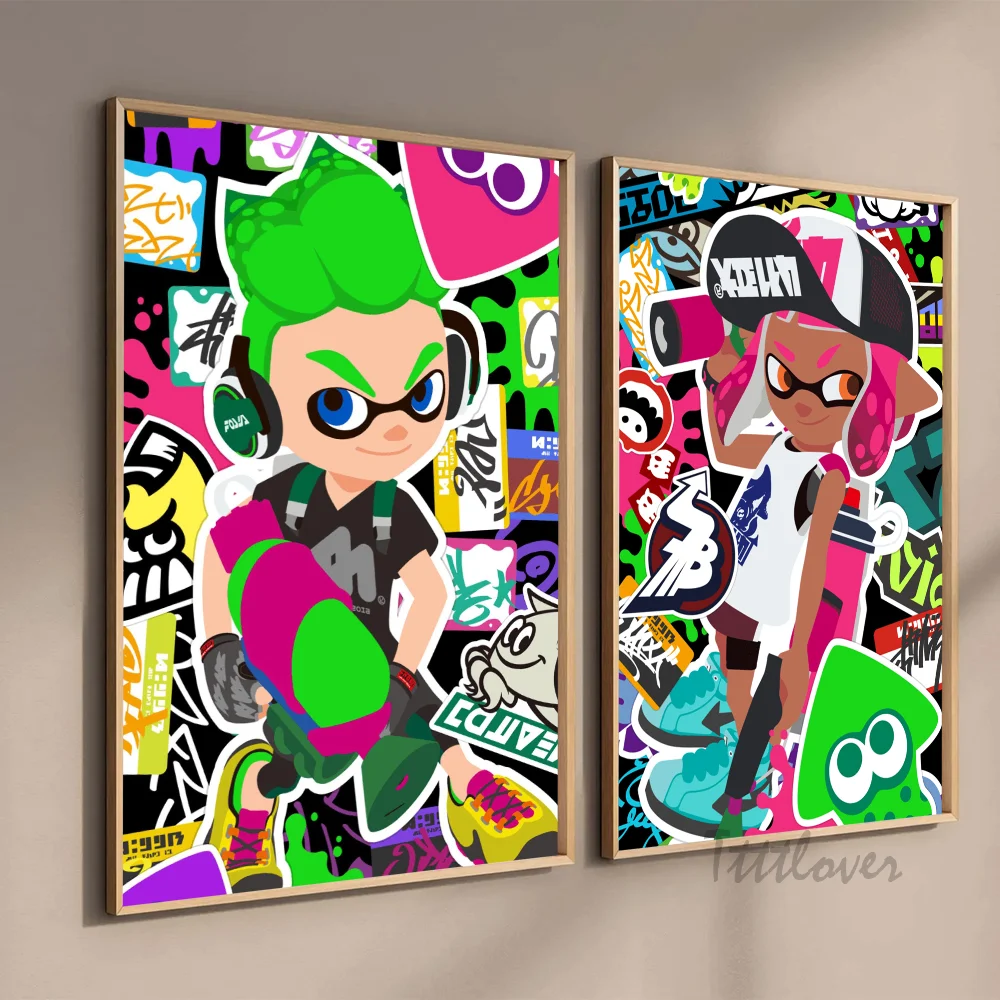 Classic Game Splatoon Poster Stickers Art Wall Murals Decor Game Room Decor Gifts HD Painting