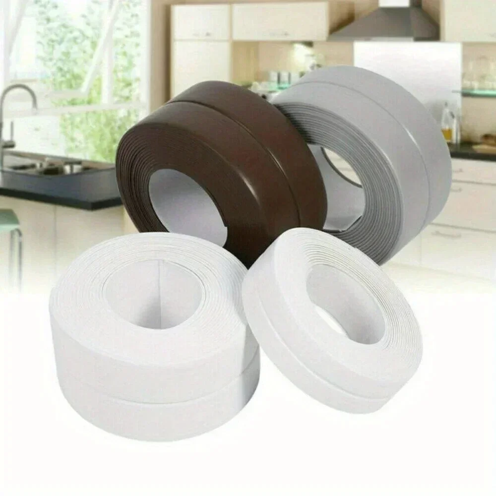 1m/3.2m PVC Waterproof Sealing Tape for Bathroom Sink, Shower, Bathtub and Toilet - Self Adhesive Wall Sticker