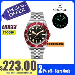 Cronos Luxury Men Watch 37mm Diver BB54 Vintage Automatic Miyota9015 Pt5000 Wristwatches Female End Links Sapphire 20 Bar L6033M
