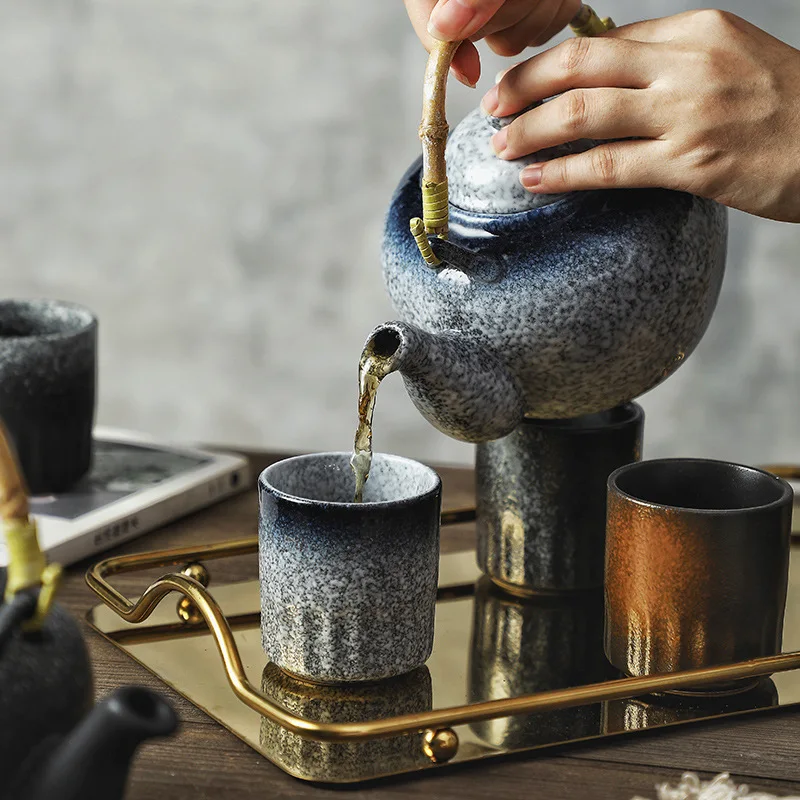 Large Belly Pot Ceramics Tea Set Single Pot Gongfu Tea Brewing Thick Clay Tea Kettle with Handle for Home Use And Business