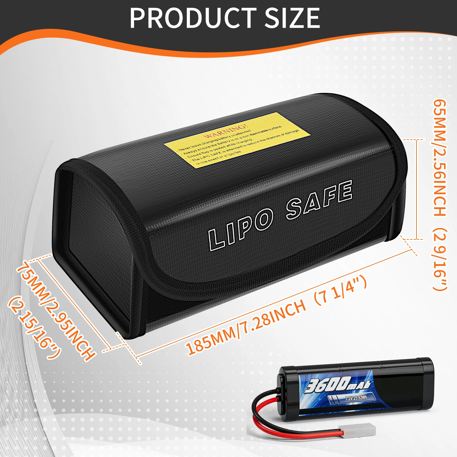 2Pcs Lipo Battery Bag Fireproof Lipo Guard Safe Box 185 x 75 x 65 mm Explosionproof Small Charging Case  for rc Storage, Lithium