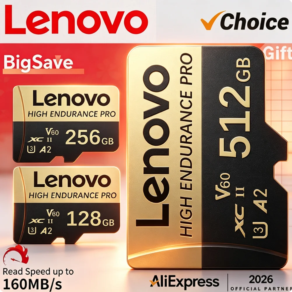 Карта памяти Lenovo 32 ГБ 64 ГБ Micro TF SD 512 ГБ 256 ГБ Class 10 U3 V30 High Endurance SD Card 128 ГБ для IP-камер и домашней безопасности