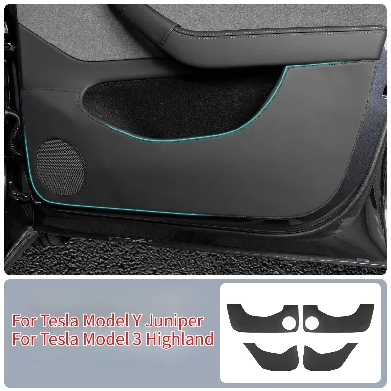 

For Tesla Model 3 Y Juniper 2025 Car Door Anti Kick Pads Leather Door Panel Protective Pad Sticker Anti Dirt Mat Accessories