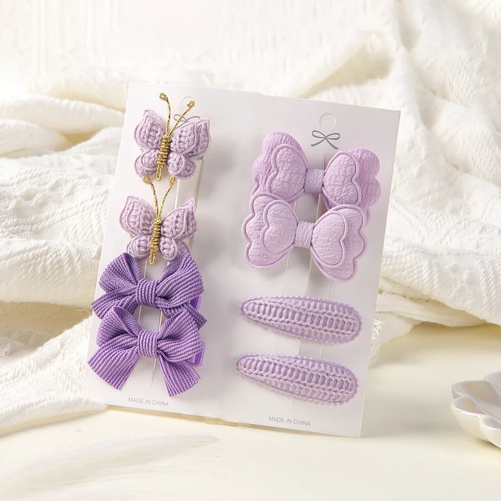 Kids Knitted Butterfly Hair Clips Double Layer Barrettes Bow Knot Hair Pins Set Simple Hairpin Cute Kids Hair Accessories Set