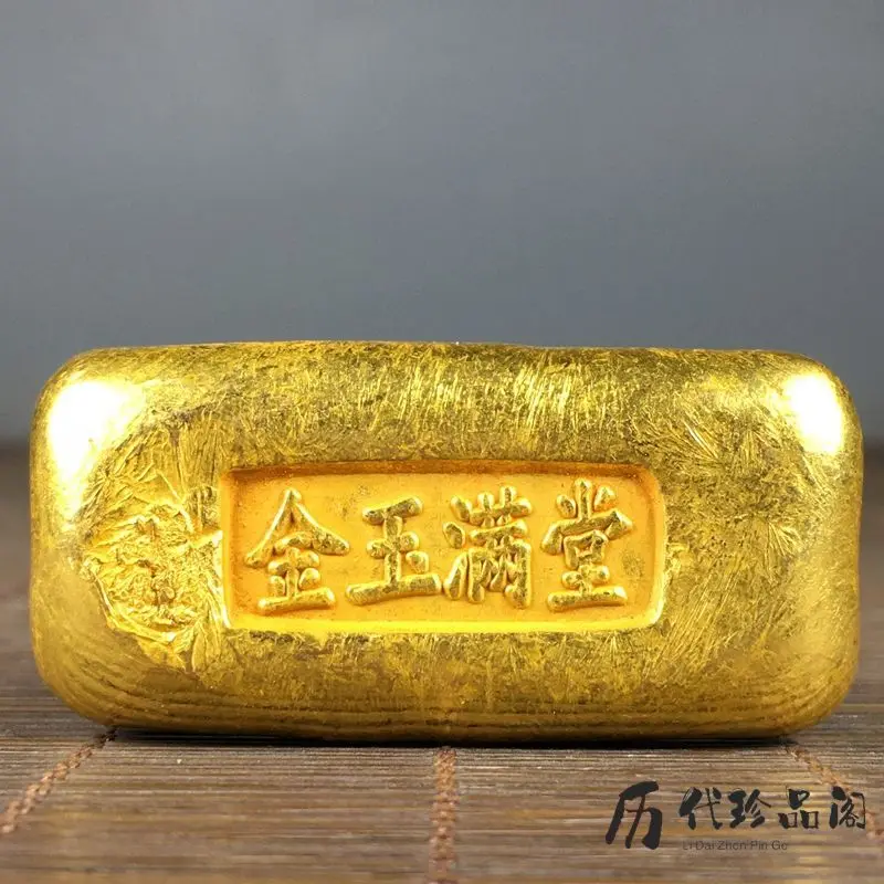 Antiques Qing Dynasty gold bars and jade are full of wealth
