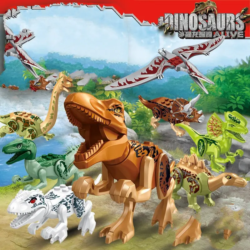 Orange FC3700 Dinosaur Expedition Tyrannosaurus Rex with Doll Boy Building Blocks Puzzle Toy Gift