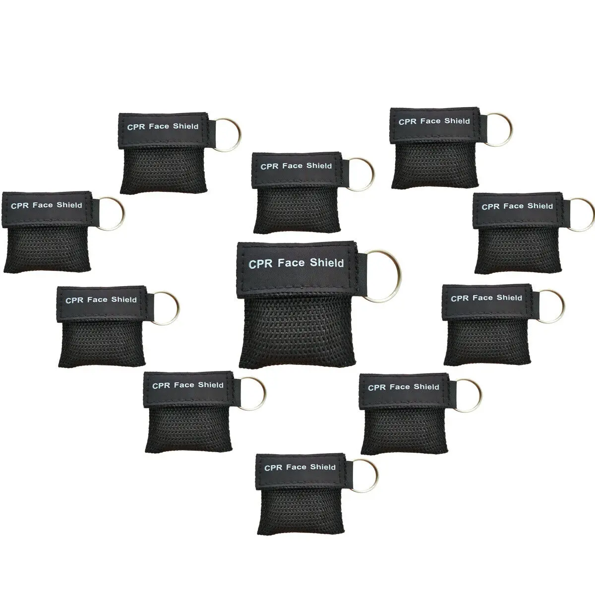 

100pcs CPR Keychain Pouch CPR Training CPR face shield for first aid training Black
